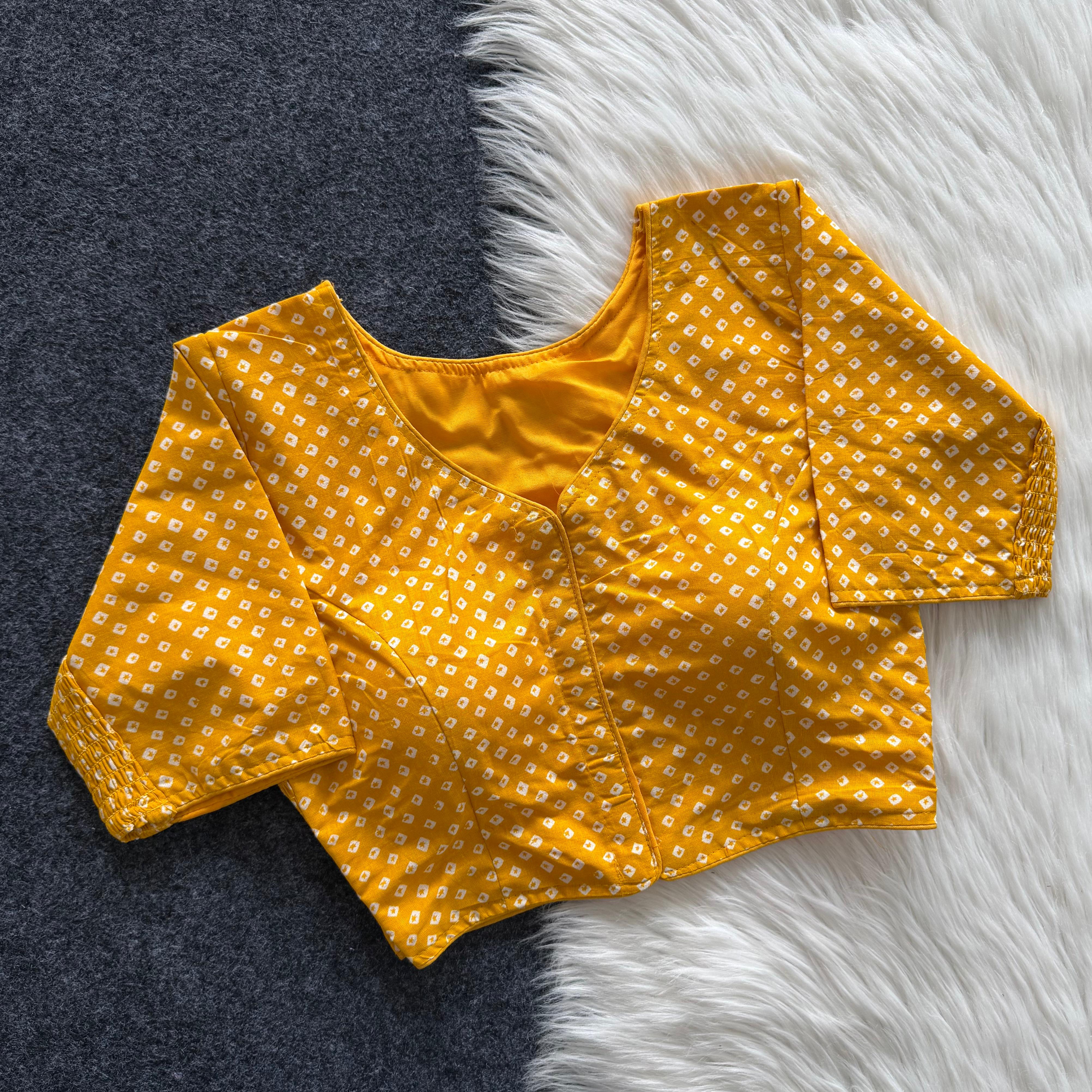 Ojalika Cotton Blouse-Stretch-Yellow